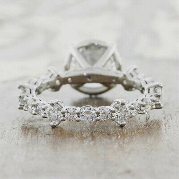 Silver Bridal Ring Set w Round and Princess Cut 2Ct Ring - Picture 2 of 10